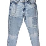 frame denim NWT Frame Le Garcon Hideaway Raw Hem Patched Distressed Jeans in Light Wash Photo 6