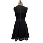 EXPRESS Black  mini skater dress with mesh panels sleeveless LBD Photo 3