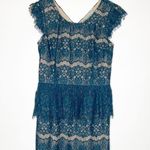 Maeve Anthropologie  Elsa Green Lace Overlay Peplum Dress Size Small Photo 2