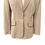 Vertigo Paris Tan Blazer With Contrast Stitching Made In France Size Large Photo 2