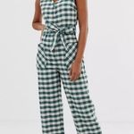 Mango  Gingham Printed Jumpsuit in Green Photo 0