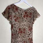 Papell for Dressbarn Silk Brown Pattern Y2k Aymmetrica Ruffle Midi Dress Size 10 Photo 8