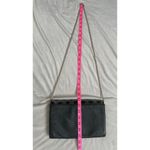 Vintage Bon Goût 70s Velvet Logo Crossbody Gray Black Silver Chain Leather Photo 9