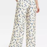 A New Day High Rise Wide Leg Floral Print Pants Cream Blue Large Photo 0