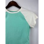 Women’s Pink Small Aqua & White Short Sleeve Crop Top Size undefined Photo 1