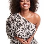 Alexis Botanical Printed One Shoulder Ruffle Tiered Asymmetric Dress Plus SZ XL Photo 3