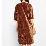 ZARA  Crushed Velvet Copper Short Sleeve Boxy V-neck Dress Medium Photo 5