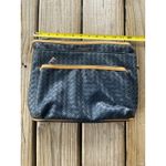 Joan & David  Navy Blue And Tan Woven Cosmetic Bag‎ Makeup Toiletries Photo 10