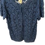 White Stag Vintage Blue Crochet Cardigani Sweater Size Large 12 / 14 Granny Knit Photo 2