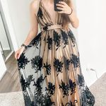 Black Nude Lace Maxi Dress Photo 4