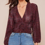 ZARA Accordion Patterned Crop Blouse Medium Photo 0