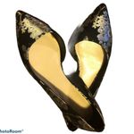 Nine West Flats Back Gold Metallic Foil Floral 5.5M Pointy Toe Shoe Career Photo 1