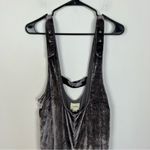 Anthropologie  Maeve Grey Crushed Velvet Wide Leg Jumpsuit Photo 2