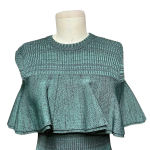 Apiece Apart  Sweater‎ Top Ruffle Ribbed Knit Marled Green Black Size Small Photo 1