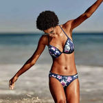 Victoria's Secret NWOT  Bikini Top‎ Velvet Floral Triangle Tropical Swim Small Photo 0