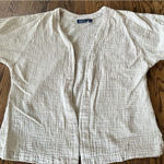 Denim & Co Beach Women's Swim Cover up Open Front Gauze 100% Cotton Khaki Beige Tan Size M Photo 0