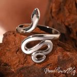 Silver Snake Cuff Style Ring Size 8 Photo 1