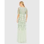 Mac Duggal Sage Green Sequined Butterfly Sleeve High Low Gown Size 12 93681 Photo 2