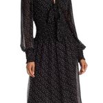 Max Studio Smocked Waist Midi Dress Long Sleeves Black & White Size L New w/Tag Photo 0