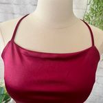 Boutique Backless Red Silk Crop Top Photo 6
