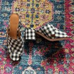 J. McLaughlin Tribeca Navy Blue White Gingham Plaid Cross Strap Sandal Heels 8.5 Photo 1