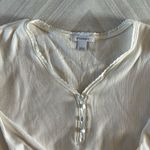 Dress Barn Women’s Ivory V Neck Button Ribbed Top Photo 1