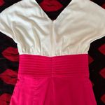 Pink white bow butterfly sleeve chiffon pencil Bodycon dress S Photo 5