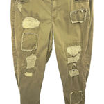 Lane Bryant  Plus Size 20 Jeans Olive‎ Green Patchwork Distressed Skinny 105 Photo 0