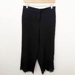 Ann Taylor  | Elastic Waist Ankle Pants Trousers Black Lace Hem | Medium Petite Photo 1
