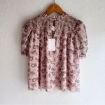 Aritzia Wilfred Wuthering Puff Sleeve Chiffon Blouse Pink/Bitter Sage 2XS NWT Photo 1