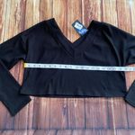 Genx Clothing Women’s Long Sleeve V Neck Rib Knitted Black Crop Top Size Small Photo 6