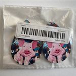 Faux leather piggy sunflower print dangle light‎ weight earrings Pink Photo 7