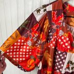 Vintage Anthony Richards Mumu House Dress Fall Pumpkin Plaid Print Size Large Orange Photo 3