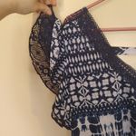 Bobbie & Brooks Bobbie Brooks 1X Plus Size Blue White Lace Cut Out Blouse Top Frill Short Sleeve Photo 4