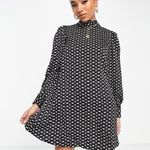 Mango NWOT Tie Back Printed Dress with Balloon Sleeves Black White Geo US 10 Photo 6