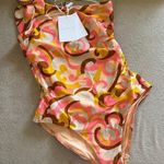 Zimmermann  One-shoulder buckled printed swimsuit size 0 US 2-4 peach Photo 0