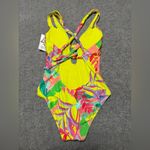 Becca New Costa Bella Bright Tropical Texture Lime/ Yellow/Pink One Piece Swiw Photo 3