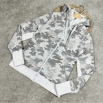 Athleta Triumph Printed Hoodie Sweatshirt Jacket Longsleeve Grey Gypsum Camo S Photo 3