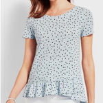 Talbots Martinique Polka Dot Ruffle Hem T Shirt Light Size 1X Photo 0