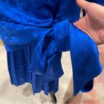 Vintage 80’s blue floral silk drop waist Pat Argenti giant bow tie pleated dress Size 8 Photo 6