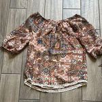 Westport Gold and Brown Puff Sleeve Blouse Photo 0