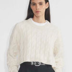 Aritzia  Babaton Glory Merino Wool White Cable Knit Cropped Sweater Photo 0
