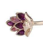 Amethyst Gold Tone Purple Faux  Open Bangle Bracelet Photo 4