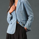Anthropologie Dolan Left Coast Denim Boyfriend Blazer Jacket Women's Small Blue Photo 0