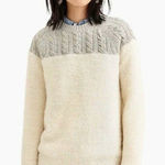 J.Crew  Cable‎ Fuzzy Crewneck Sweater Grey Cream XXS Photo 0