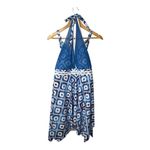 Hanna Nikole Plus Size Swim Dress Diamond Print Halter Neck Swimsuit 18W NWT Blue Photo 2