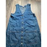 Vintage 90s Denim Button‎ Sleeveless Jumper Mini Dress Medium Granola Fisherman Blue Photo 2