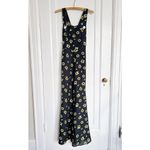 Sleeper • Baccara Linen Jumpsuit overall black yellow sunflower print flare leg Photo 1