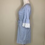 Westport  Blue White Stripe Dress Lace Trim Sz 8 Photo 2