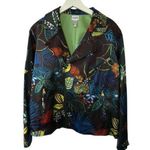 Chico's Whimsical Night Gretta Moto Jacket Tropical Floral Print Womens Large 12 Photo 0